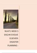 NU471 Week 5 EAQ &num;4 Evolve Elsevier Disaster Planning - Mastery Level Target Level 3
