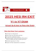 2025 HESI RN EXIT  V1 to V7 EXAM  Actual Qs & Ans to Pass the Exam