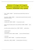 Module 8 Portage 219 Organic Chemistry Questions And Correct Answers 2025/2026 Fully Update