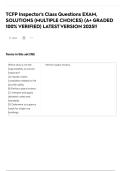 TCFP Inspector's Class Questions EXAM&comma; SOLUTIONS &lpar;MULTIPLE CHOICES&rpar; &lpar;A&plus; GRADED 100&percnt; VERIFIED&rpar; LATEST VERSION 2025&excl;&excl;