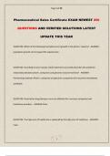 Pharmaceutical Sales Certificate EXAM NEWEST 250 QUESTIONS AND VERIFIED SOLUTIONS LATEST UPDATE THIS YEAR 