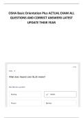 OSHA Basic Orientation Plus ACTUAL EXAM ALL QUESTIONS AND CORRECT ANSWERS LATEST UPDATE THISR YEAR