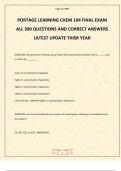 PORTAGE LEARNING CHEM 104 FINAL EXAM ALL 300 QUESTIONS AND CORRECT ANSWERS LATEST UPDATE THISR YEAR