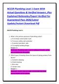 NCCER Plumbing Level 1 Exam With Actual Questions & Verified Answers &comma;Plus Explained Rationales&sol;Expert Verified For Guaranteed Pass 2026&sol;Latest Update&sol;Instant Download Pdf