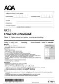 Actual 2025 AQA GCSE ENGLISH LANGUAGE 8700&sol;1 Paper 1 Question Paper &plus; Mark Scheme &plus; Insert  Actual 2025 AQA GCSE ENGLISH LANGUAGE 8700&sol;1 Paper 1 Explorations in creative reading and writing  Merged Question Paper &plus; Mark Scheme &plus; Insert 