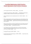 Certified Medication Aide Practice Exam Questions And Correct Answers