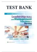 Test Bank for Leadership Roles and Management Functions in Nursing, 9th Edition (Marquis & Huston)