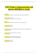 USPS Window Training Exam &ndash; SSA Academy &vert; Verified Questions & Correct Detailed Answers &vert; Latest A&plus; Grade &vert; 2025&sol;2026 Edition