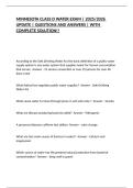 MINNESOTA CLASS D WATER EXAM &vert; 2025&sol;2026 UPDATE &vert; QUESTIONS AND ANSWERS &vert; WITH COMPLETE SOLUTION&excl;&excl;