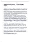 CBRE FSG Glossary of Real Estate Terms  Questions and Answers 100&percnt; Correct