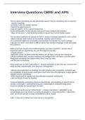 Interview Questions CBRE and APN Questions and Answers 100&percnt; Correct
