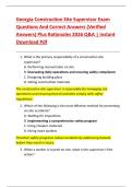 Georgia Construction Site Supervisor Exam  Questions And Correct Answers &lpar;Verified  Answers&rpar; Plus Rationales 2026 Q&A &vert; Instant  Download Pdf 