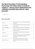 Test Bank-Essentials of Understanding Psychology 14th Edition Robert S Feldman Chapter 6 - Memory EXAM QUESTIONS AND VERIFIED ANSWERS 2025 UPDATE &vert; 100&percnt; SOLVED&excl;&excl;