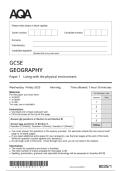 Actual 2025 AQA GCSE GEOGRAPHY 8035&sol;1 Paper 1 Merged Question Paper &plus; Mark Scheme  Actual 2025 AQA GCSE GEOGRAPHY 8035&sol;1 Paper 1 Living with the physical environment Merged Question  Paper &plus; Mark Scheme 