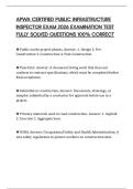 APWA CERTIFIED PUBLIC INFRASTRUCTURE INSPECTOR EXAM 2026 EXAMINATION TEST FULLY SOLVED QUESTIONS 100&percnt; CORRECT