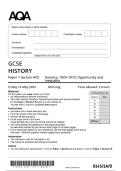 2025 ACTUAL AQA GCSE HISTORY Paper 1 Section A&sol;D&colon; America&comma; 1920&ndash;1973&colon; Opportunity and inequality 8145&sol;1A&sol;D QUESTION PAPER &plus; MARK SCHEME 