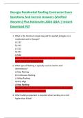 Georgia Residential Roofing Contractor Exam  Questions And Correct Answers &lpar;Verified  Answers&rpar; Plus Rationales 2026 Q&A &vert; Instant  Download Pdf 