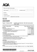 2025 ACTUAL AQA GCSE HISTORY Paper 1 Section B&sol;B&colon; Conflict and tension&colon; the inter-war years&comma; 1918&ndash;1939 8145&sol;1B&sol;B QUESTION PAPER &plus; MARK SCHEME 