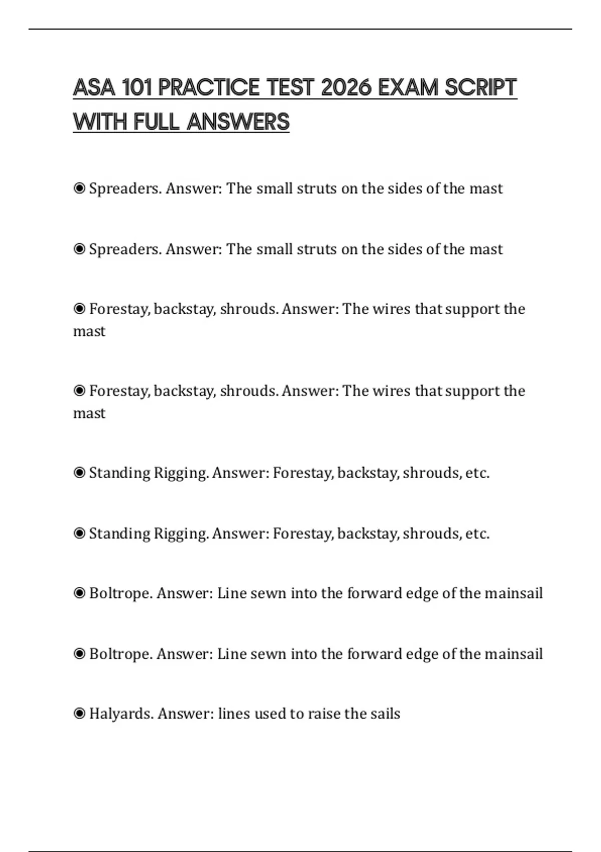ASA 101 PRACTICE TEST 2026 EXAM SCRIPT WITH FULL ANSWERS - ASA 101 PRACTICE - Stuvia US