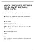 ASBESTOS PROJECT MONITOR CERTIFICATION TEST 2026 COMPLETE QUESTIONS AND VERIFIED SOLUTIONS