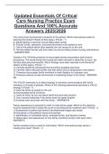 Updated Essentials Of Critical  Care Nursing Practice Exam  Questions And 100&percnt; Accurate  Answers 2025&sol;2026