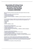 Essentials Of Critical Care  Nursing Practice Exam  Questions And Verified  Answers 2025&sol;2026