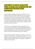 ASSESSMENT IN SPECIAL EDUCATION FINAL OA EXAM 2026 EXAMINATION TEST PAPER WITH DETAILED STUDY RATIONALES