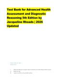 Test Bank for Advanced Health Assessment and Diagnostic Reasoning 5th Edition by Jacqueline Rhoads &vert; 2026 Updated