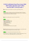 CLMS Certification Exam Prep &lpar;Latest 2024&sol; 2025 Update&rpar; Questions and Verified Answers&vert; 100&percnt; Correct&vert; Grade A
