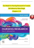 TEST BANK For LoBiondo-Wood and Haber's Nursing Research in Canada&colon; Methods&comma; Critical Appraisal&comma; and Utilization&period; 5th Edition by Mina Singh&comma; Verified Chapters 1 - 21&comma; Complete Newest Version