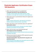 Pesticide Applicator Certification Exam  100 Questions 