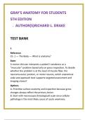 Gray’s Anatomy for Students 5th Ed Test Bank 2025 | Complete Anatomy MCQs + Verified Answers | Drake Medical Anatomy Review