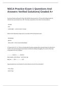 NSCA Practice Exam 1 Questions And Answers Verified Solutions&vert; Graded A&plus;