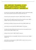 ABC SERVER TRAINING STUDY GUIDE QUESTIONS & PASSED ANSWERS ALREADY GRADED A&plus;
