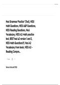 HESI A2 V1 & V2 Test Bank &vert; Grammar&comma; Math&comma; A&P&comma; Reading & Vocabulary