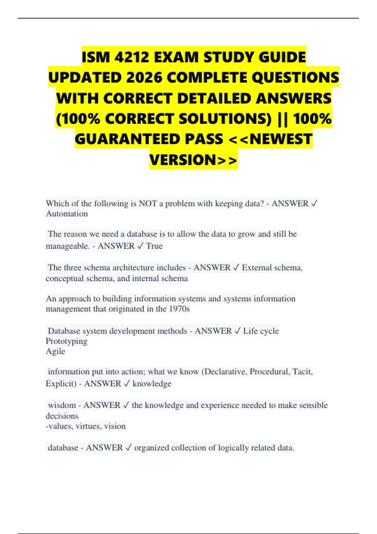 ISM 4212 EXAM STUDY GUIDE UPDATED 2026 COMPLETE QUESTIONS WITH CORRECT ...