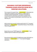 BAHAMAS CUSTOMS BROKERAGE TRAINING EXAM UPDATED EXAM WITH VERIFIED SOLUTIONS