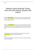 Bahamas Customs Brokerage Training Exam 2025-2026 Authentic Questions With Answers
