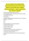 NCC ELECTRONIC FETAL MONITORING  CERTIFICATION EXAM STUDY GUIDE 2026  COMPLETE QUESTIONS WITH CORRECT  DETAILED ANSWERS &vert;&vert; 100&percnt; GUARANTEED  PASS <RECENT VERSION>