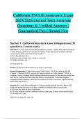 California PSI Life Insurance Exam 2025&sol;2026 &lbrack;Actual Test&rsqb; Accurate Questions & Verified Answers &vert; Guaranteed Pass &vert; Brand New