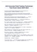 ACI Concrete Field Testing Technician &ndash; Grade I &vert; Latest 2024 Exam Q&A &vert; Verified & Updated for 2026