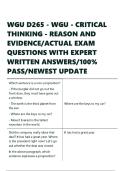 WGU D265 - WGU - CRITICAL THINKING - REASON AND EVIDENCE ACTUAL EXAM QUESTIONS WITH COMPLETE VERIFIED SOLUTIONS 2025