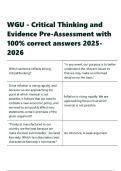 WGU - Critical Thinking and Evidence Pre-Assessment with 100- correct answers 2025-2026&period;