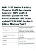 WGU D265 Section 1 Critical Thinking EXAM Questions & Answers