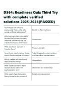 D564 Readiness Quiz Third Try with complete verified solutions 2025-2026&lpar;PASSED&rpar;&period;