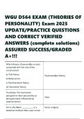 WGU D564 EXAM &lpar;THEORIES OF PERSONALITY&rpar; Exam 2025 UPDATE PRACTICE QUESTIONS AND ANSWERS