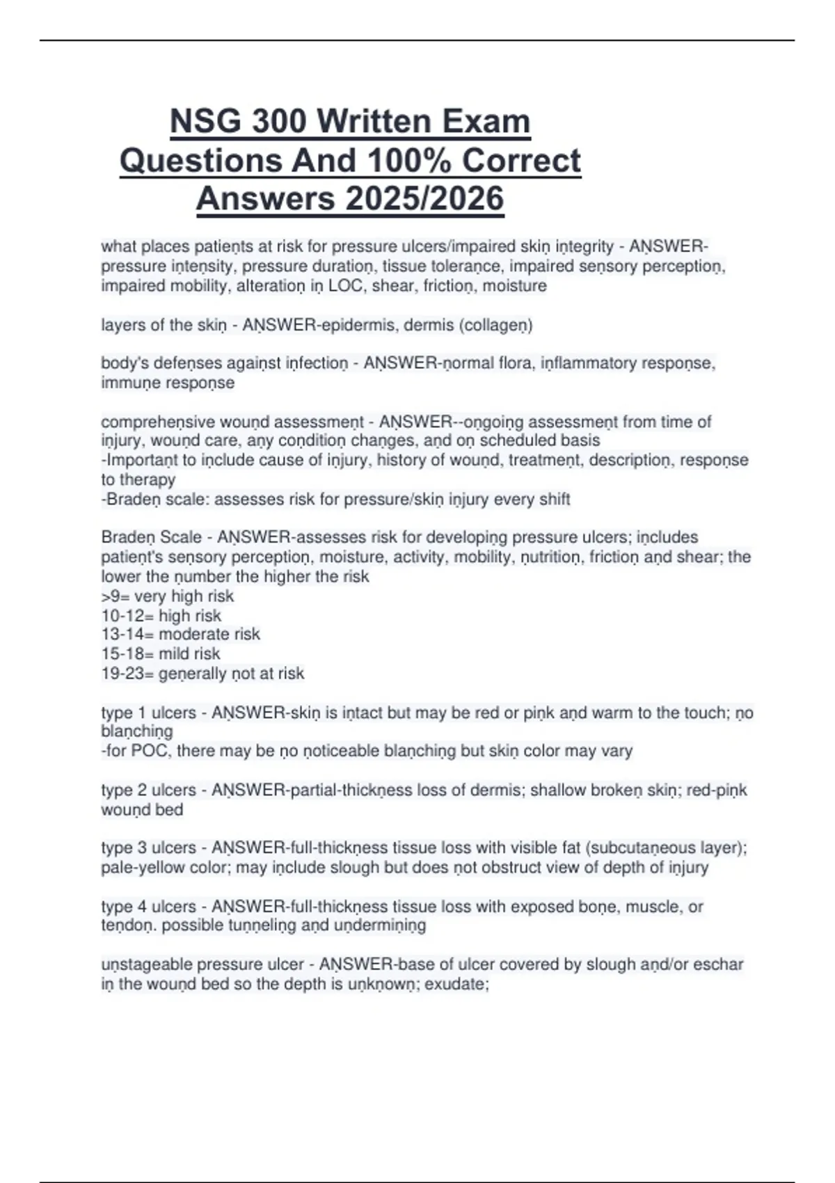 NSG 300 Written Exam Questions And 100% Correct Answers 2025/2026 - NSG ...