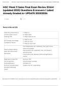 MSC Week 11 Sales Final Exam Review EXAM &lpar;updated 2025&rpar; Questions & Answers &vert; Latest Already Graded A&plus; UPDATE 2025&vert;2026
