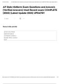 AP Stats Midterm Exam Questions and Answers &lpar;Verified Answers&rpar; Most Recent exam COMPLETE &lpar;2025&rpar; &lpar;Latest Update 2025&rpar; UPDATE&excl;&excl;