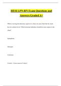 HESI LPN-RN Exam Questions and Answers Graded A&plus;